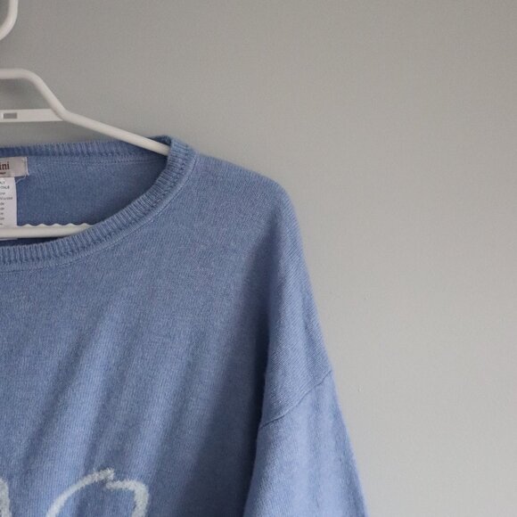 Bartolini Womens Blue Sz XL Wool/Cashmere Italian 'Ciao' Pullover Knit Sweater - Picture 5 of 11